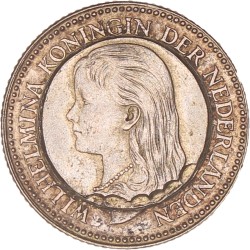 ½ Gulden met de voorzijde van de jongere Wilhelmina erop geperst. 1929. Zeer Fraai +.
