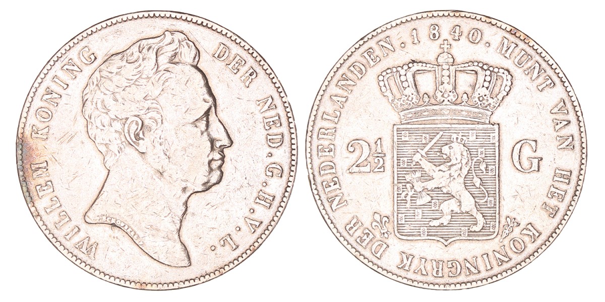 2½ Gulden. Willem I. 1840. Zeer Fraai -.