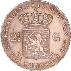 2½ Gulden. Willem II. 1849. Zeer Fraai +.