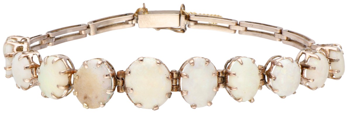 BWG 9 kt. roségouden art deco armband bezet met ca. 10.22 ct. witte edelopaal.