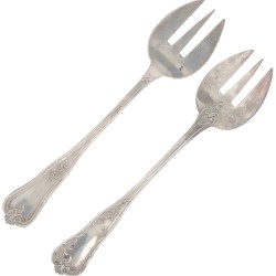 (10) delige set gebaksvorkjes zilver.