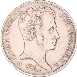 1 Gulden. Willem I. 1824 U met streep. Zeer Fraai.