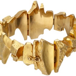 18 kt. Geelgouden 'Bar tusk' armband door Finse designer Björn Weckström voor Lapponia.