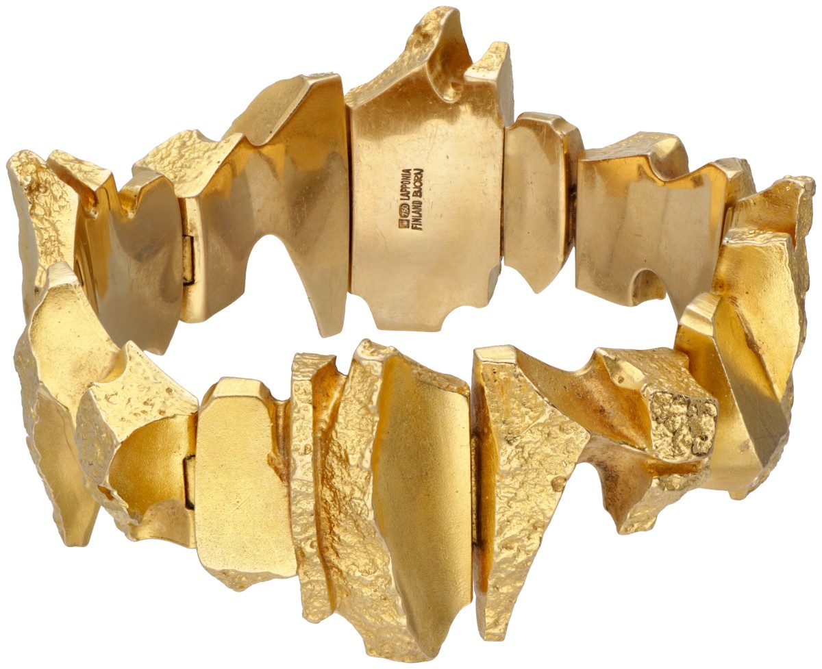 18 kt. Geelgouden 'Bar tusk' armband door Finse designer Björn Weckström voor Lapponia.