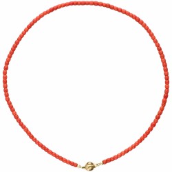 Choker van bloedkoraal met een geelgouden sluiting - 14 kt.