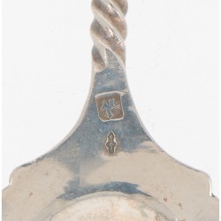 (13) delige set koffielepels & suikerschep zilver.