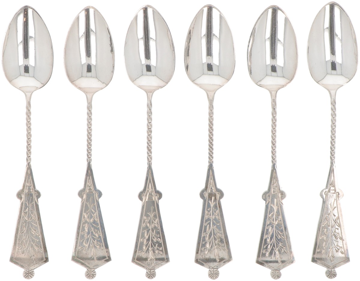 (6) delig lot koffielepels zilver.