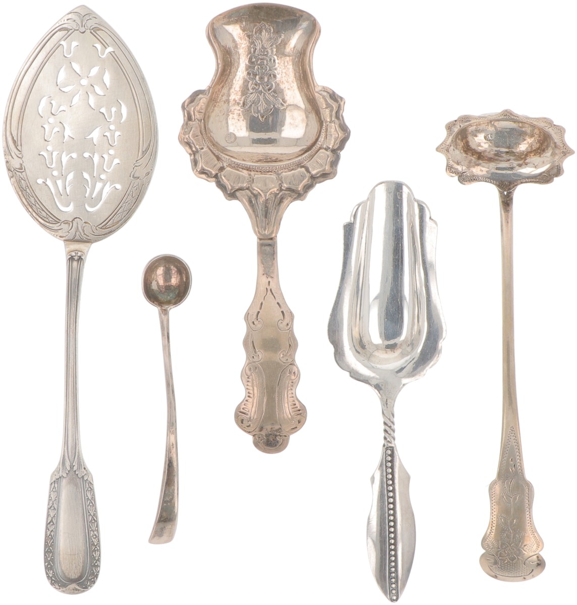 (5) delig lot schepwerk zilver.