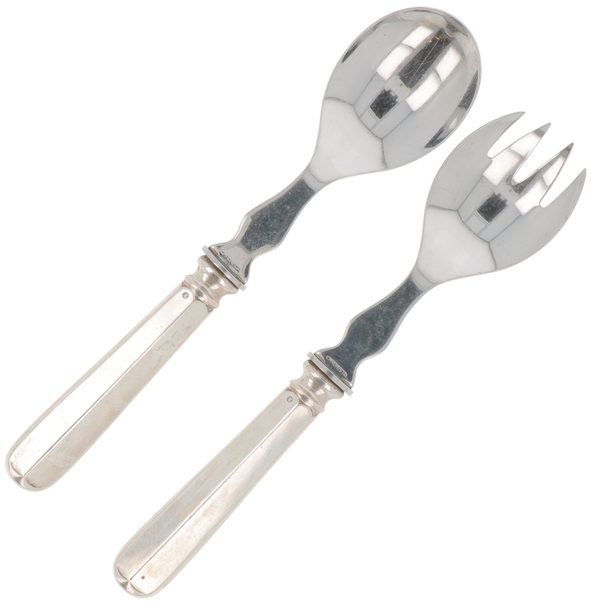 (2) delig slacouvert Haags lofje zilver.