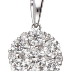 14 kt. Witgouden collier met rozet hanger bezet met ca. 0.50 ct. diamant.