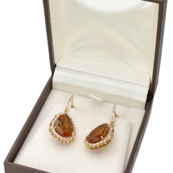 18 kt. Geelgouden Mimoza cocktail oorbellen bezet met ca. 1.67 ct. diamant en kleursteen.