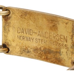 Vergulde 835 zilveren vintage armband met guilloche emaille door David Andersen.