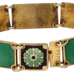 Vergulde 835 zilveren vintage armband met guilloche emaille door David Andersen.