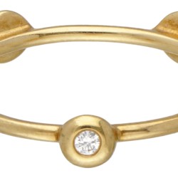 18 kt. Geelgouden no.1515 ring met diamant door designer Regitze Overgaard voor Georg Jensen.