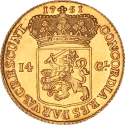 Gouden rijder van 14 gulden. Utrecht. 1751. Prachtig -.