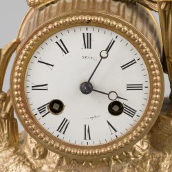 Een ZAMAK schouwpendule met herderin en windmolen, Holland, 20e eeuw.