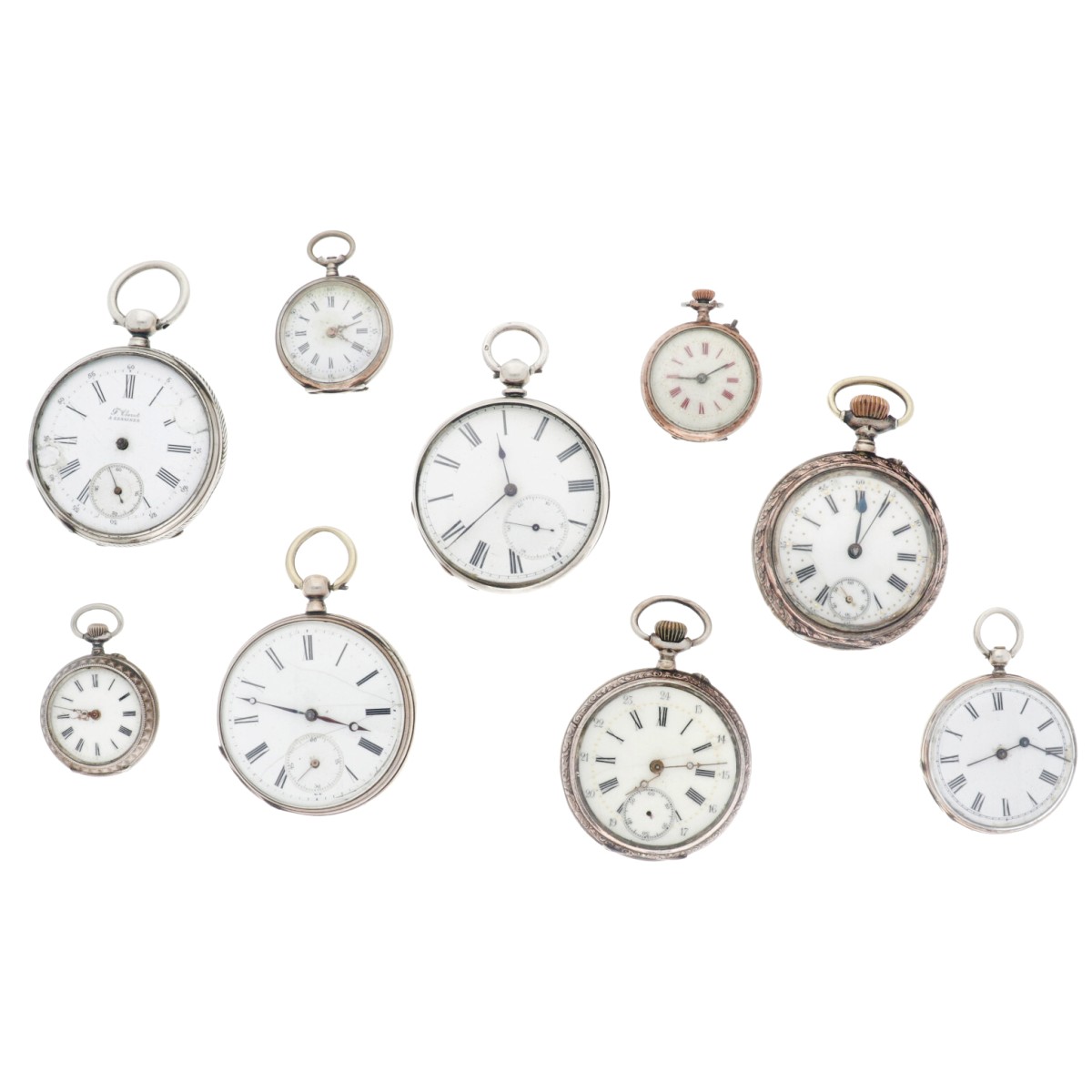 Lot (9) zakhorloges - Zilver