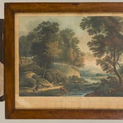 Een set van (2) gravures, ingekleurde (bos)landschappen, Engeland.