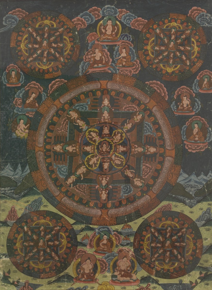 Een Tibetaans Boeddhistische thangka, Sino-Tibet, 1e helft 20e eeuw.