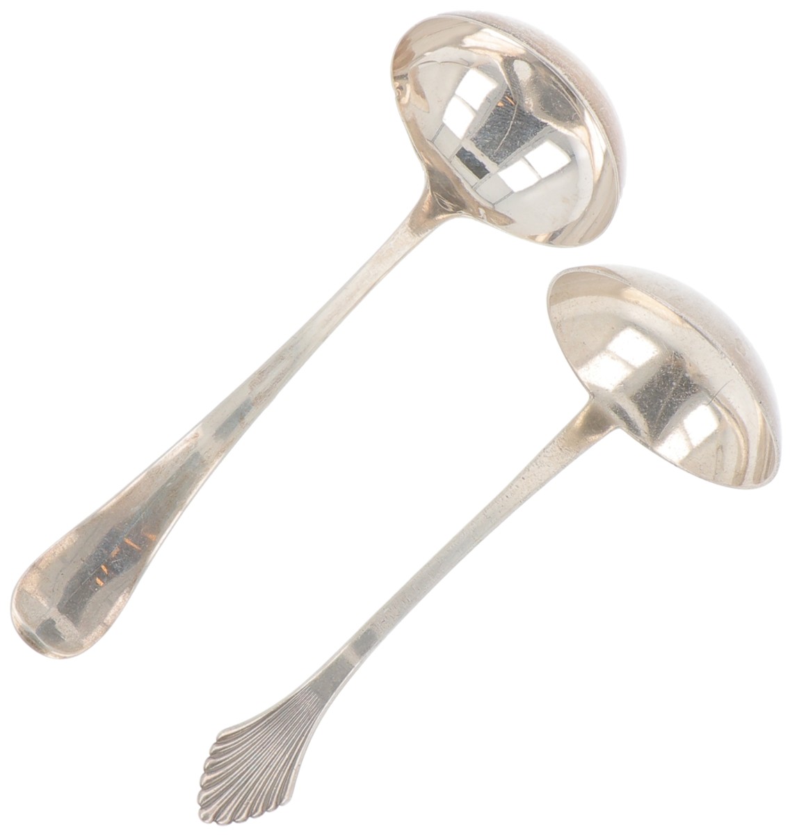 (2) delig lot roomlepels w.o. Haags lofje zilver.