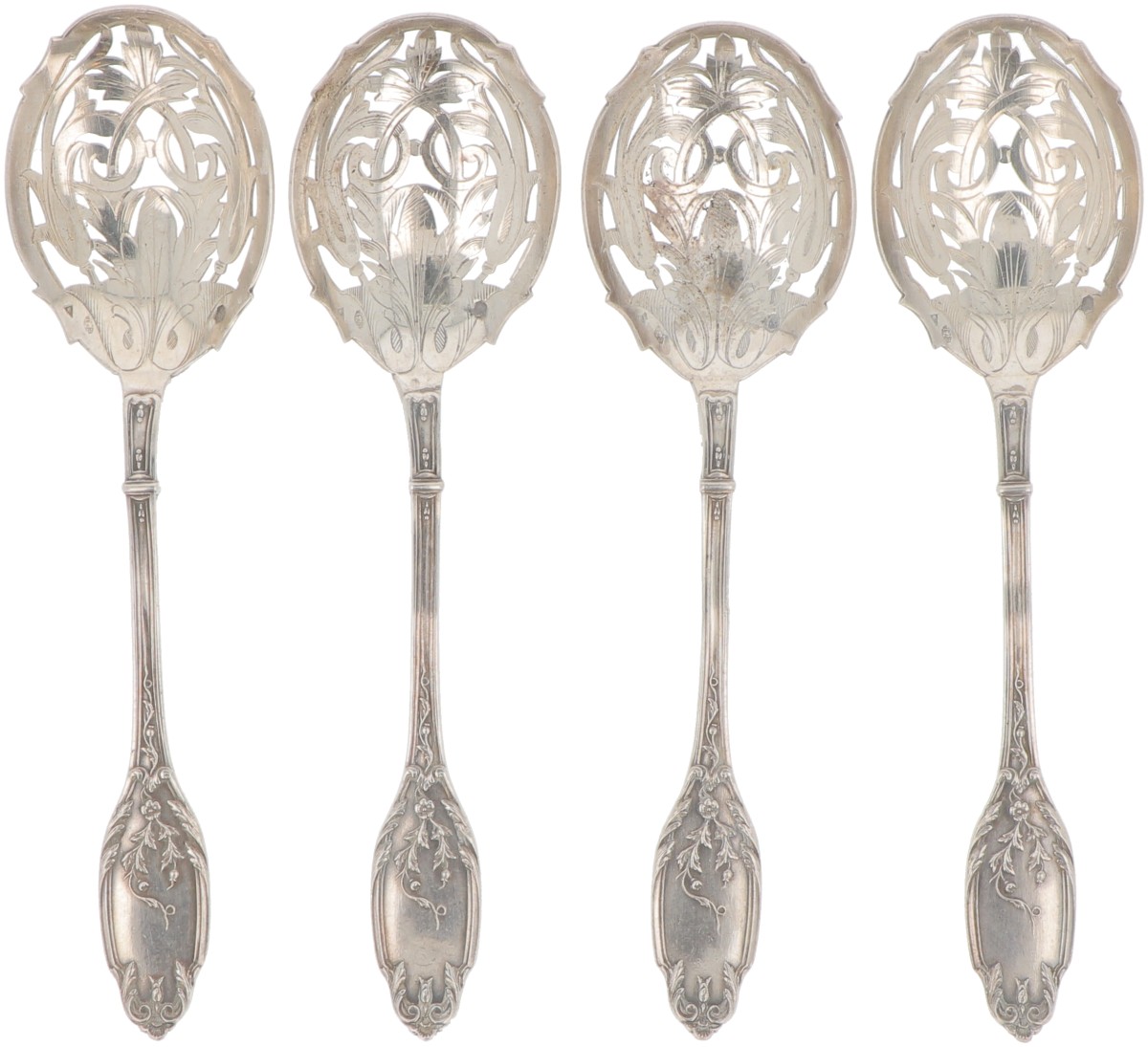 (4) delige set strooilepels zilver.