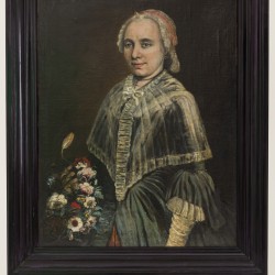 Noord Europa, begin 19e eeuw. Portret van een vrouw met bloementuil.