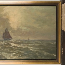 Alb. Is. Devos, 19th./20th. C, A schooner in a stiff breeze