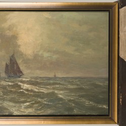 Alb. Is. Devos, 19e/20e eeuw, Een schoener op volle zee.