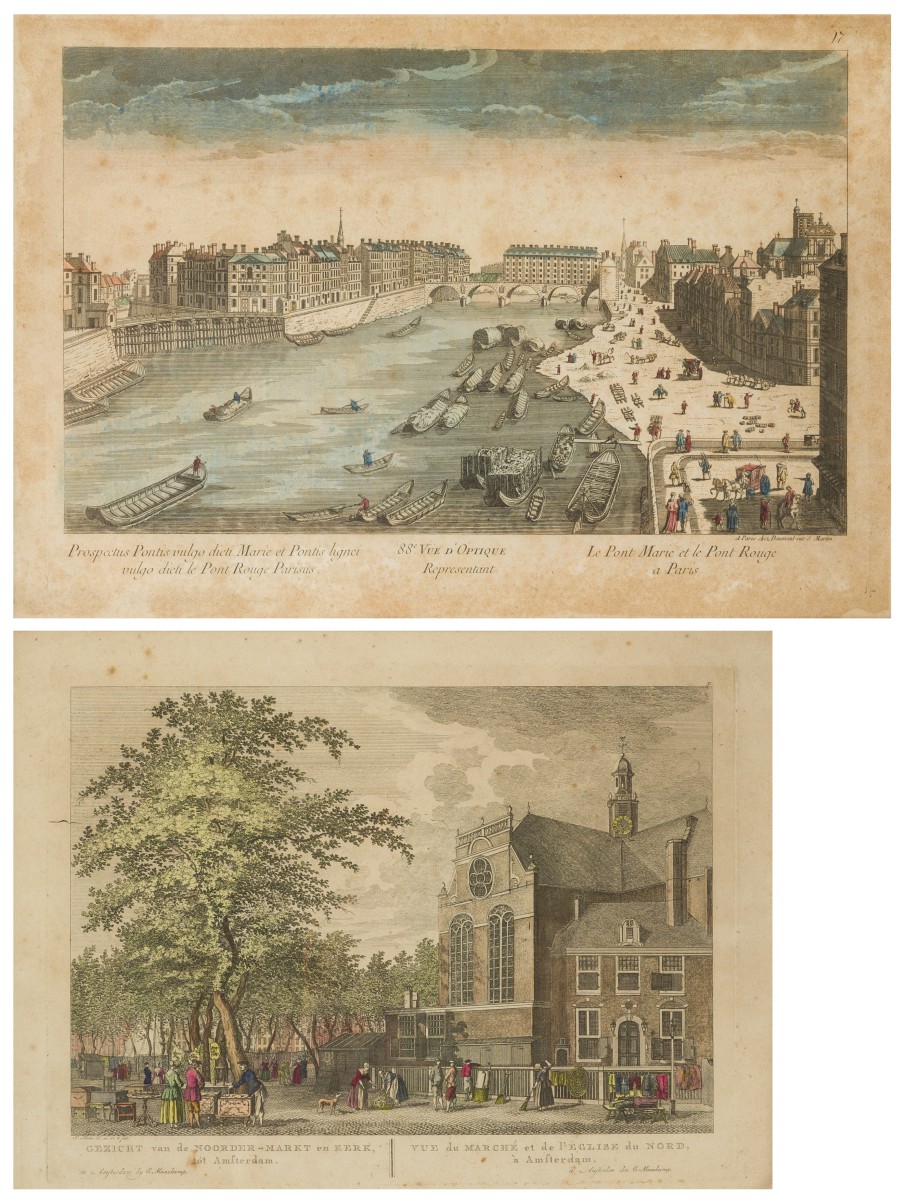Een lot van (2) optica prenten.