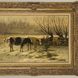 Hermanus Gerhardus Wolbers ( Heemstede 1856 - 1926 Den Haag), Koeien in een besneeuwde weide.