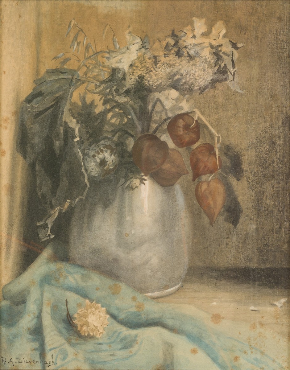 naar H.G. Dievenbach, Stilleven met droogboeket.