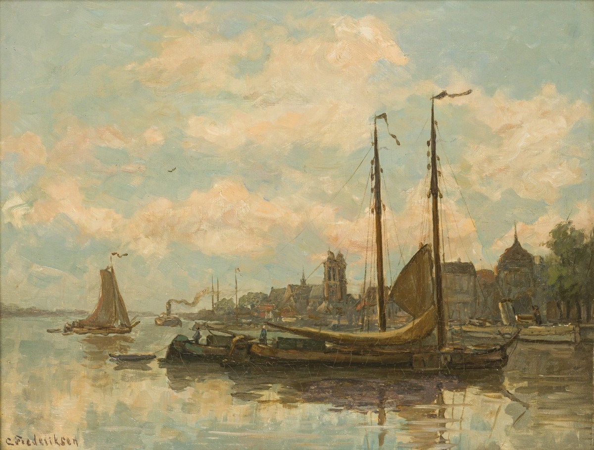 Carl Frederiksen (Hjørring 1892 - 1932 Århus), Gezicht op Dordrecht.
