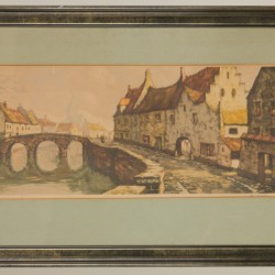 Een lot bestaande uit 3 kleuren etsen, allen met voorstelling van Brugge.