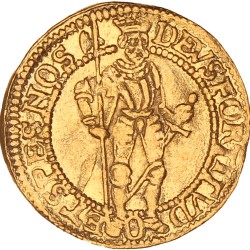 Gouden dukaat - Hongaars type. West-Friesland. 1588 geen punt of kruis achter hellebaard. Zeer Fraai.