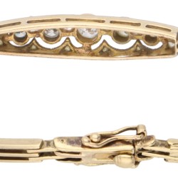 14 kt. Geelgouden art deco armband bezet met ca. 0.40 ct. diamant.