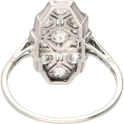 Platina art deco ring bezet met ca. 0.53 ct. diamant.