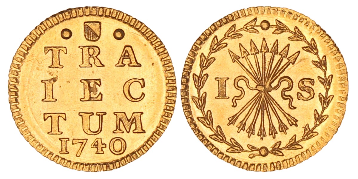 Bezemstuiver. Afslag in goud. Utrecht. 1740. FDC.