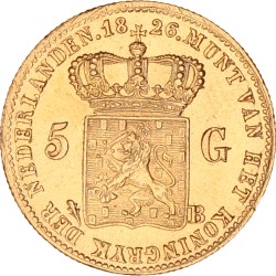 5 gulden goud. Willem I. 1826 B. Prachtig.