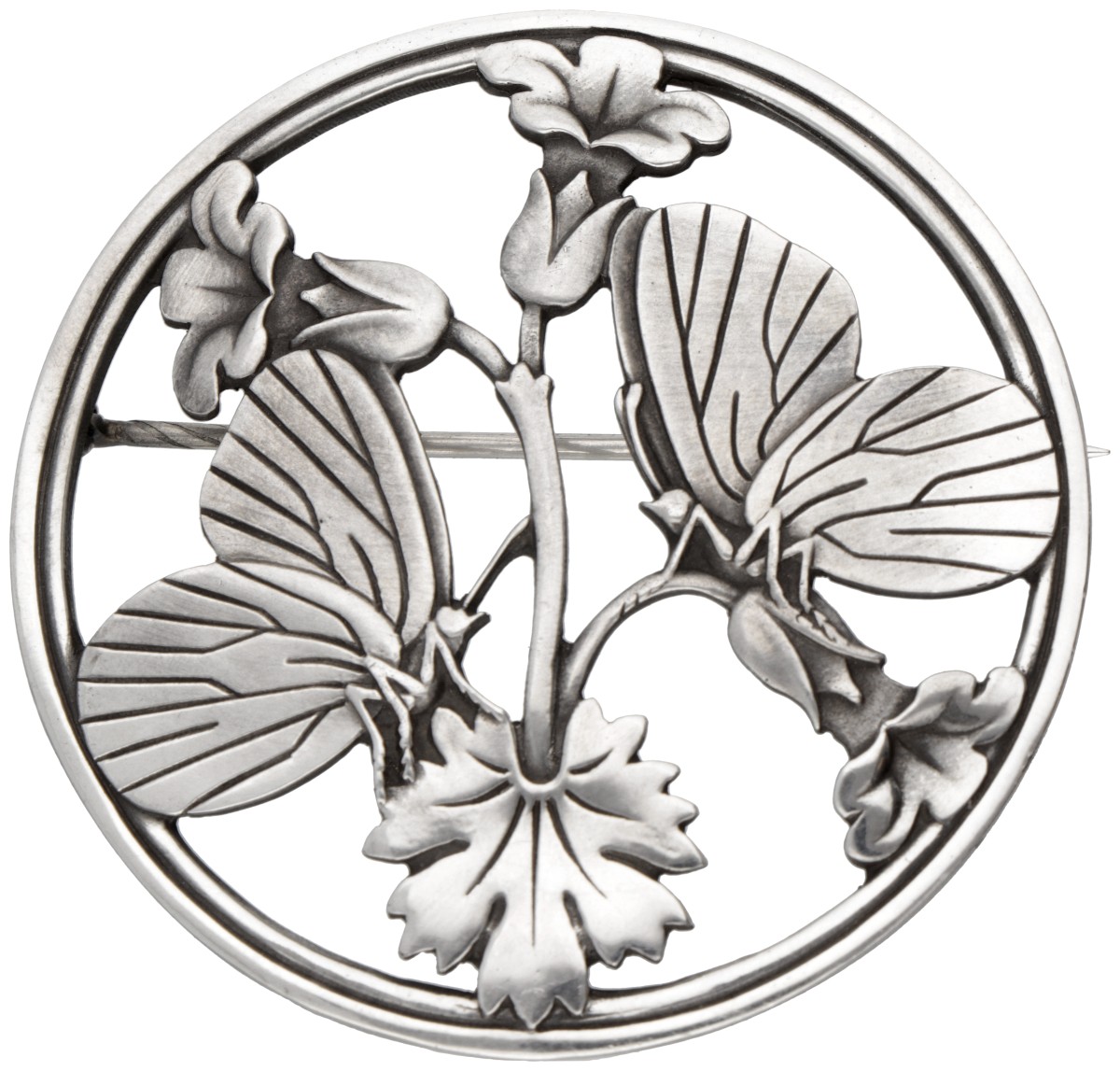 Sterling zilveren no.283 'Butterflies' broche door Arno Malinowski voor Georg Jensen.