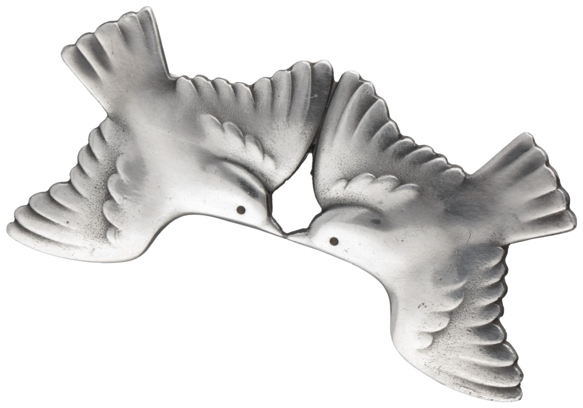 Sterling zilveren no.316 'Two Swallows' broche door Deense designer Georg Jensen.