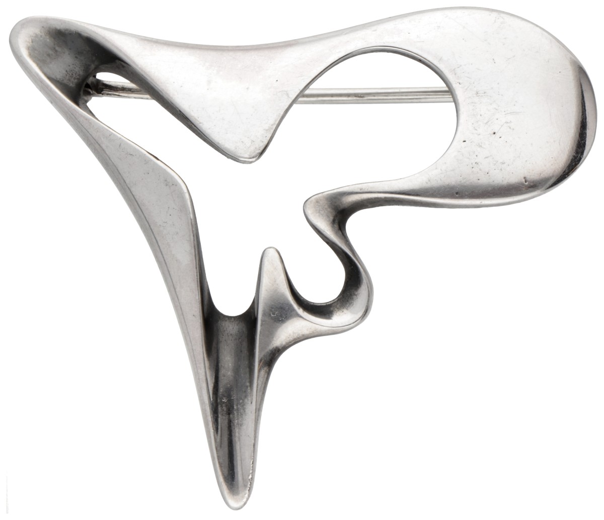 Sterling zilveren no.324 'Amoeba' broche door Henning Koppel voor Georg Jensen.