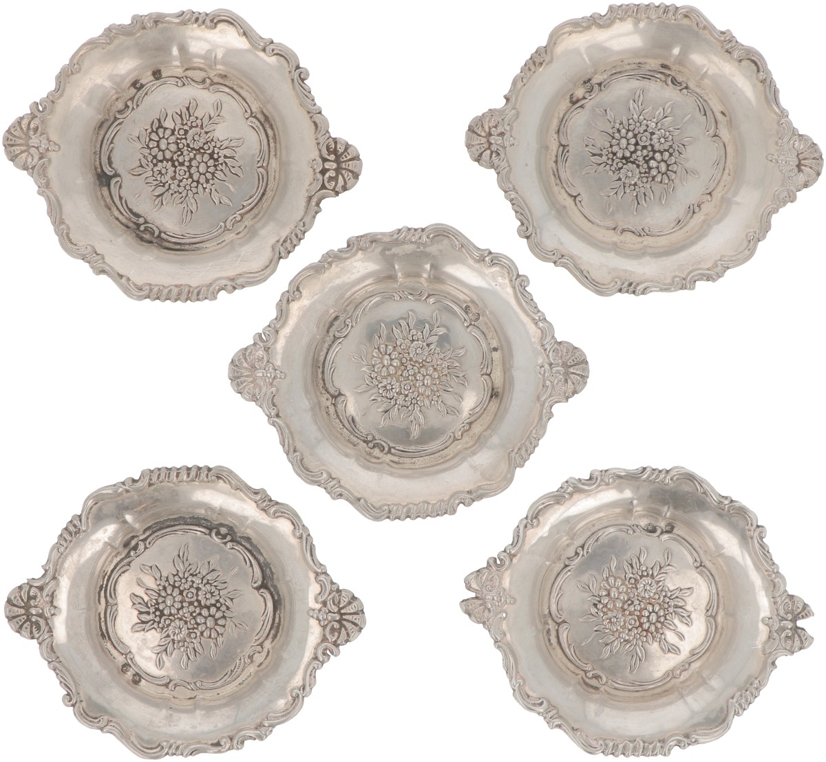 (5) delig lot bonbonschaaltjes zilver.