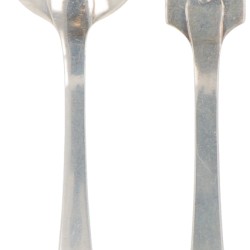 (12) delige set lepels & vorken "Haags Lofje" zilver.