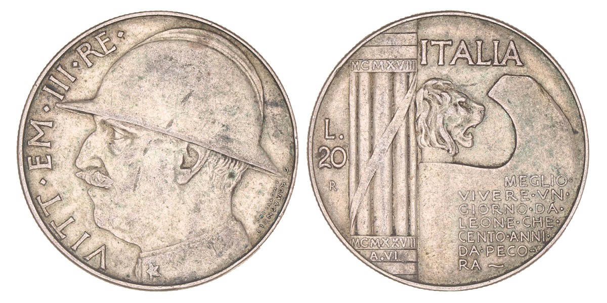 Italy. Kingdom. Vittorio Emanuele III. 20 Lire. 1928, An VI.