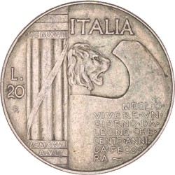 Italy. Kingdom. Vittorio Emanuele III. 20 Lire. 1928, An VI.