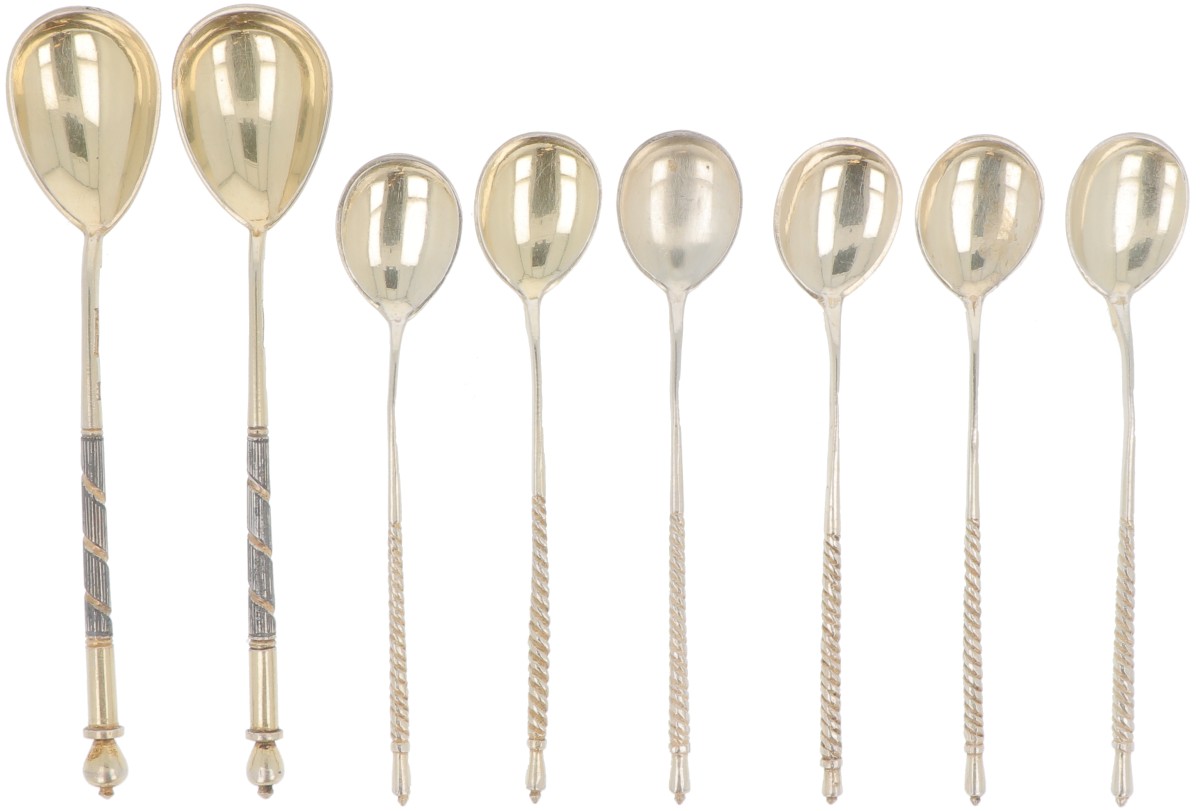 (8) delig lot theelepels & scheplepels zilver.