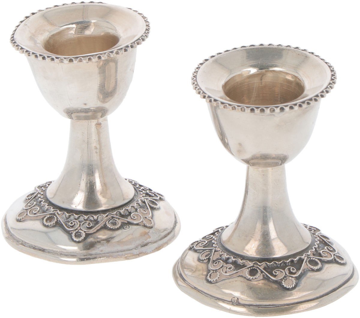 (2) delige set judaïca kandelaren zilver.