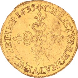 France. Louis XIII. 1 Écu d'Or. 1635 A.