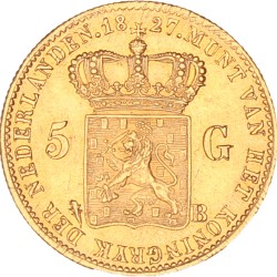 5 Gulden. Willem I. 1827 B. Zeer Fraai +.