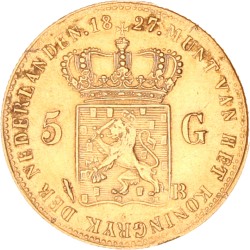 5 Gulden. Willem I. 1827 B met open B. Zeer Fraai.